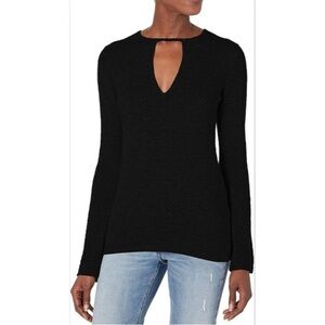 Minnie Rose Black Long Bell Sleeve Silk Cashmere Key Hole Sweater EUC Size M